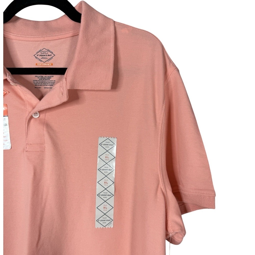 St. John's Bay Polo Short Sleeve Shirt Men's Size XL Peach -144